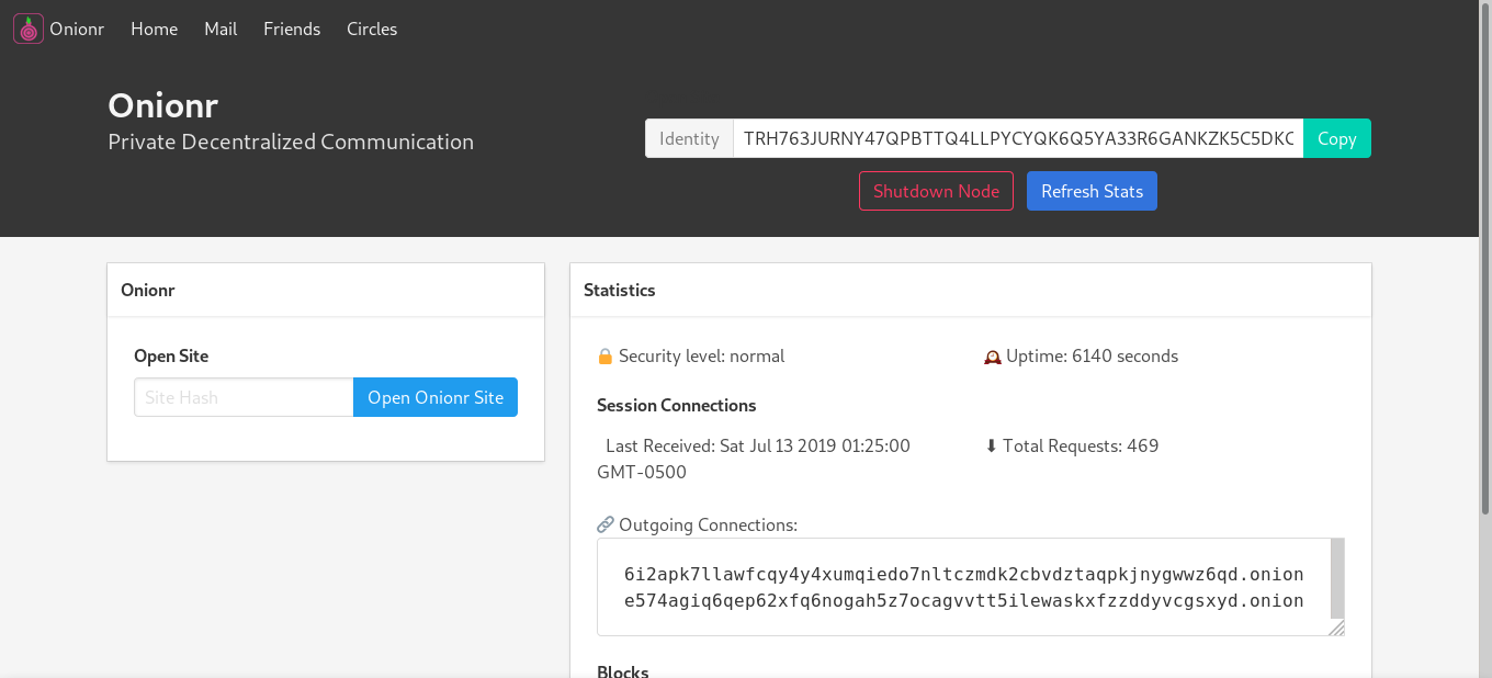 Node statistics page screenshot