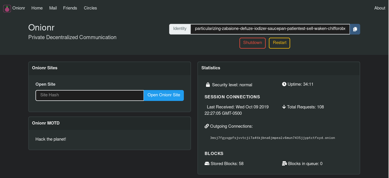 Node statistics page screenshot